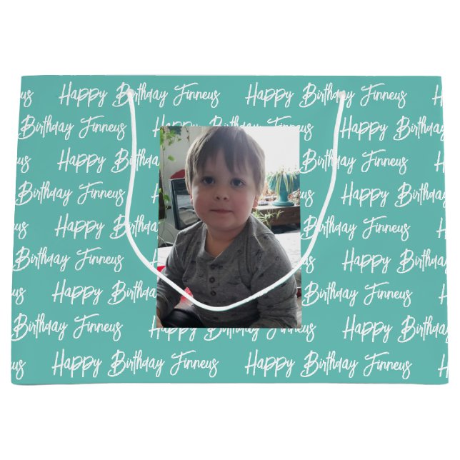 Personalised Happy Birthday Photo     Large Gift Bag (Front)
