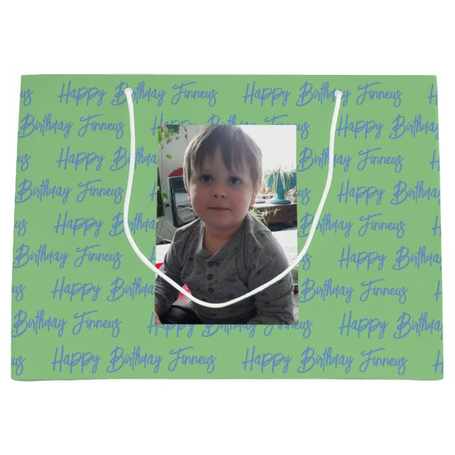 Personalised Happy Birthday Photo   Large Gift Bag (Front)
