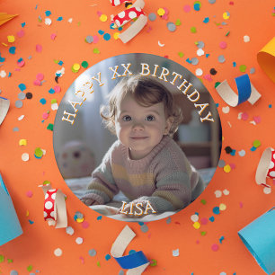Personalised Happy Birthday Photo Name and Age 3 Cm Round Badge