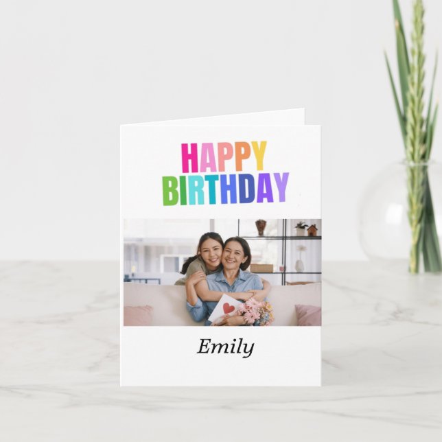 Personalised Happy Birthday Photo Name Quotes  Card (Front)
