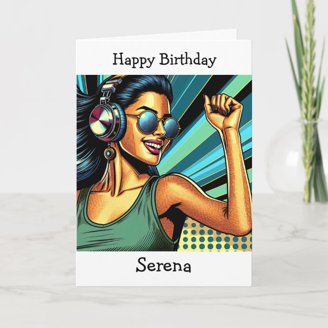 Personalised Happy Birthday | Pop Art Music Lover Card (Front)