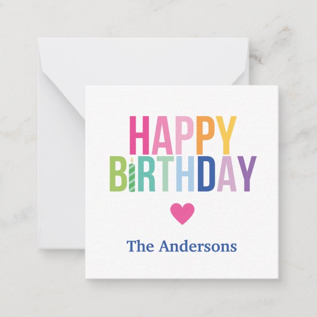 Personalised Happy Birthday Rainbow Enclosure Card (Front)
