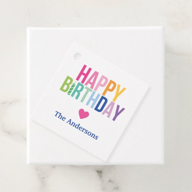 Personalised Happy Birthday Rainbow Gift Tags (In Situ)