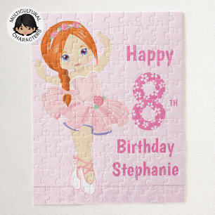 Personalised Happy Birthday Red Hair Ballerina Jigsaw Puzzle