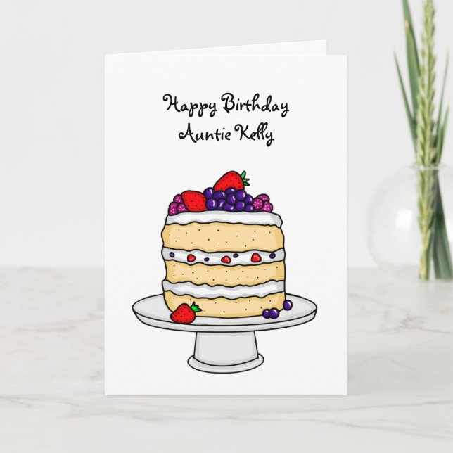 Personalised Happy Birthday Sponge Cake  Card (Front)