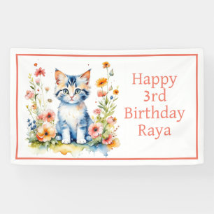Personalised Happy Birthday Sweet Kitten Banner