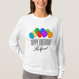 Personalised happy birthday t shirt with balloons