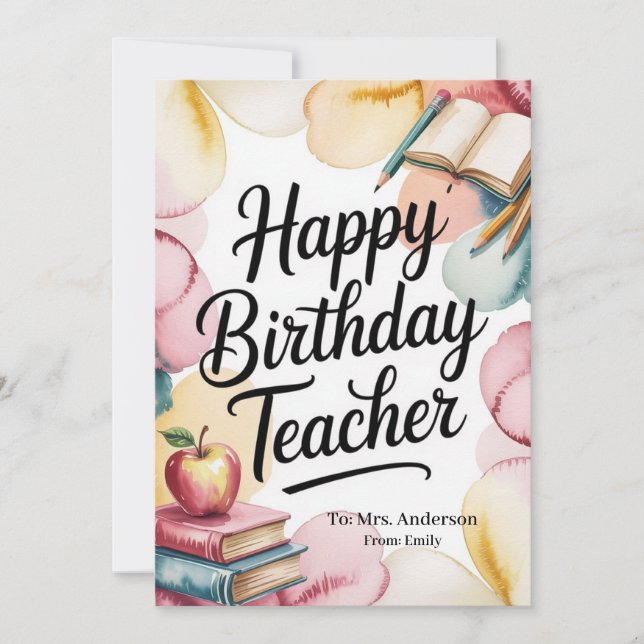 Personalised Happy Birthday Teacher Card (Front)