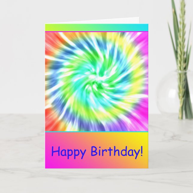 Personalised Happy Birthday Tie Dye Card (Front)