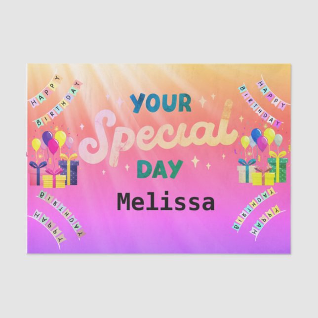 Personalised Happy Birthday Tissue Paper (Front)