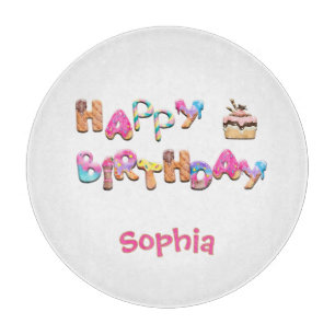 Personalised Happy Birthday Treats Colourful Cutting Board