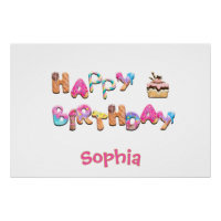 Personalised Happy Birthday Treats Colourful Wall