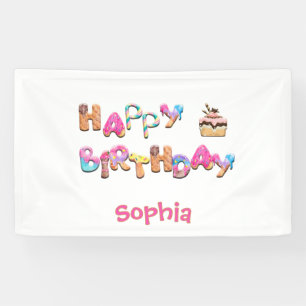 Personalised Happy Birthday Treats Colourful Yard Banner