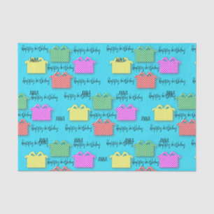 Personalised Happy Birthday Typography Presents Tissue Paper