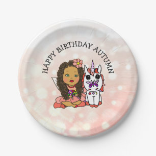Personalised Happy Birthday Unicorn and Fairy Paper Plate