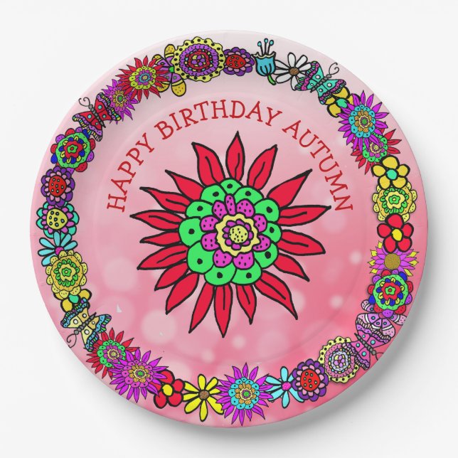 Personalised Happy Birthday Unicorn and Fairy Paper Plate (Front)