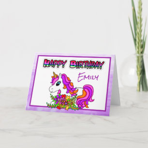 Personalised Happy Birthday Unicorn Girl's  Card