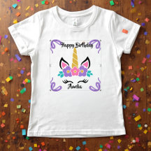 Personalised Happy Birthday Unicorn Girls T-Shirt
