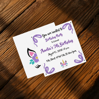 Personalised Happy Birthday Unicorn Invitation 