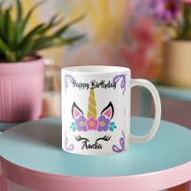 Personalised Happy Birthday Unicorn Mug