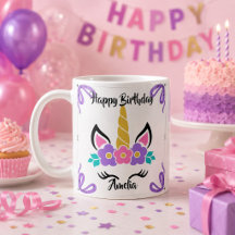 Personalised Happy Birthday Unicorn Mug