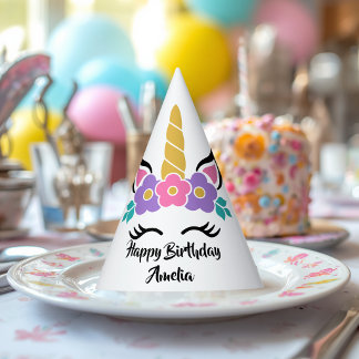 Personalised Happy Birthday Unicorn Paper Hat