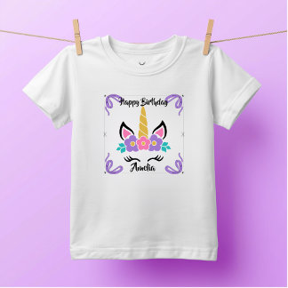 Personalised Happy Birthday Unicorn Toddler Shirt