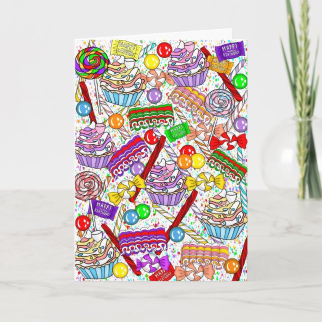 Personalised Happy Birthday | Whimsical Candy Card (Front)