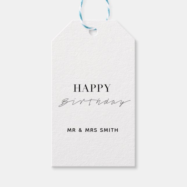 Personalised "Happy Birthday" White Gift Tags (Front)