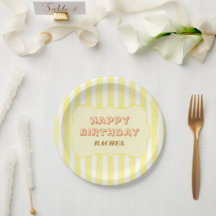 Personalised Happy Birthday Yellow Stripe