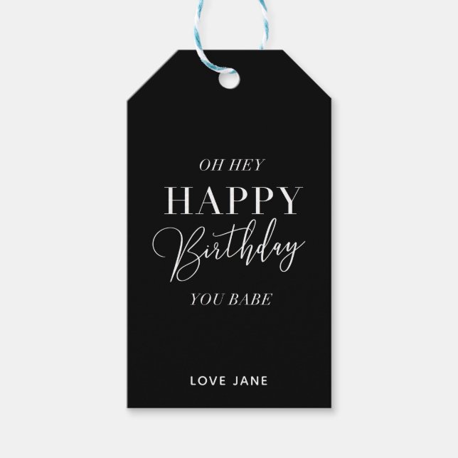 Personalised "Happy Birthday, You Babe" gift tag (Front)