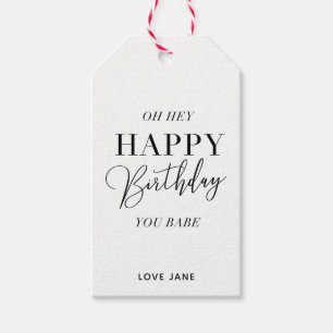 Personalised "Happy Birthday, You Babe" tag pink