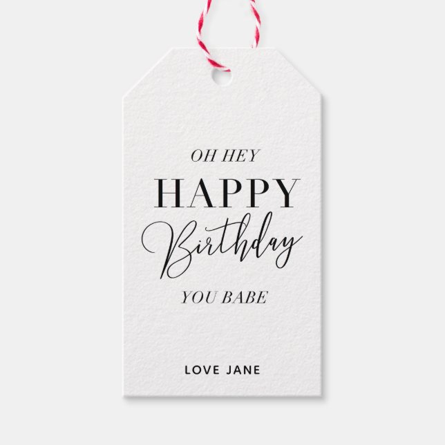 Personalised "Happy Birthday, You Babe" tag pink (Front)