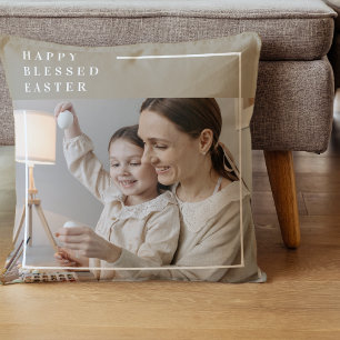Personalised Happy Blessed Easter Photo  Cushion