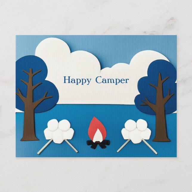 Personalised Happy Camper Campfire Smores Camping  Postcard (Front)
