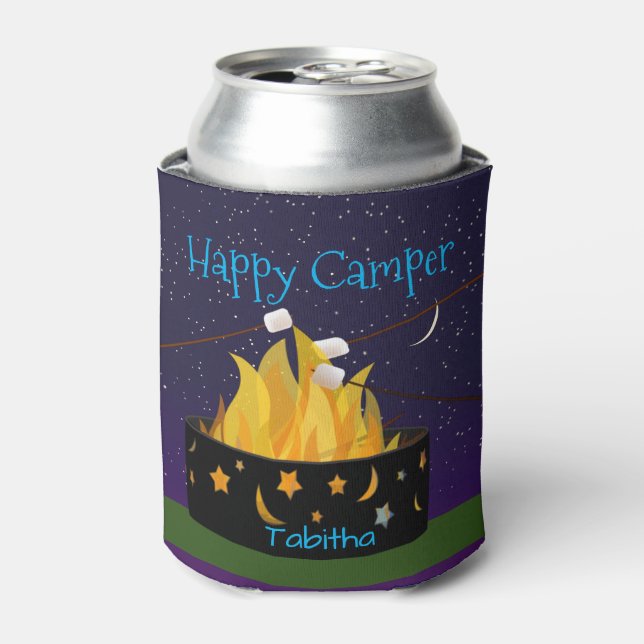 Personalised Happy Camper Can Cooler (Can Front)