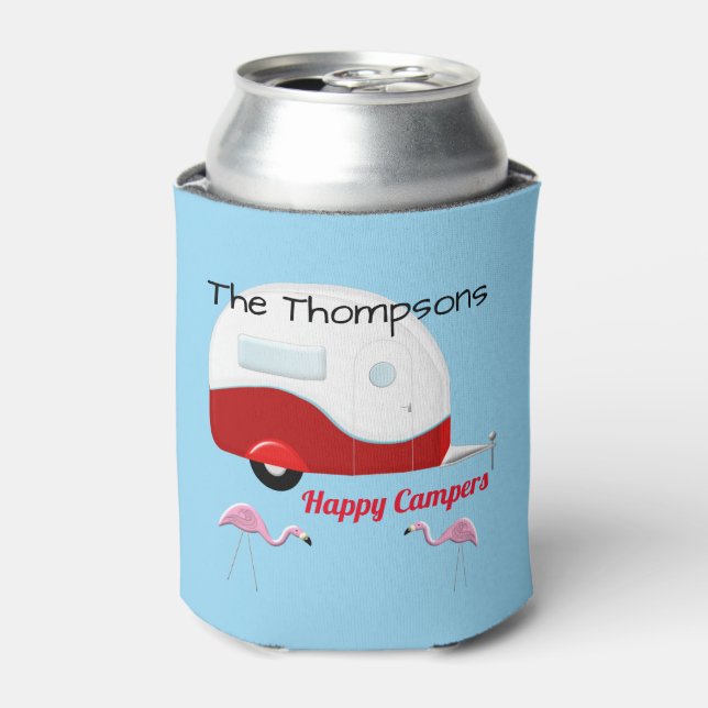 Personalised Happy Camper Can Cooler (Can Front)