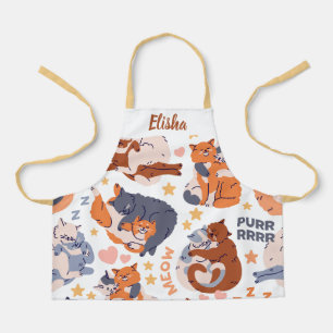 Personalised Happy Cats Name Design Apron