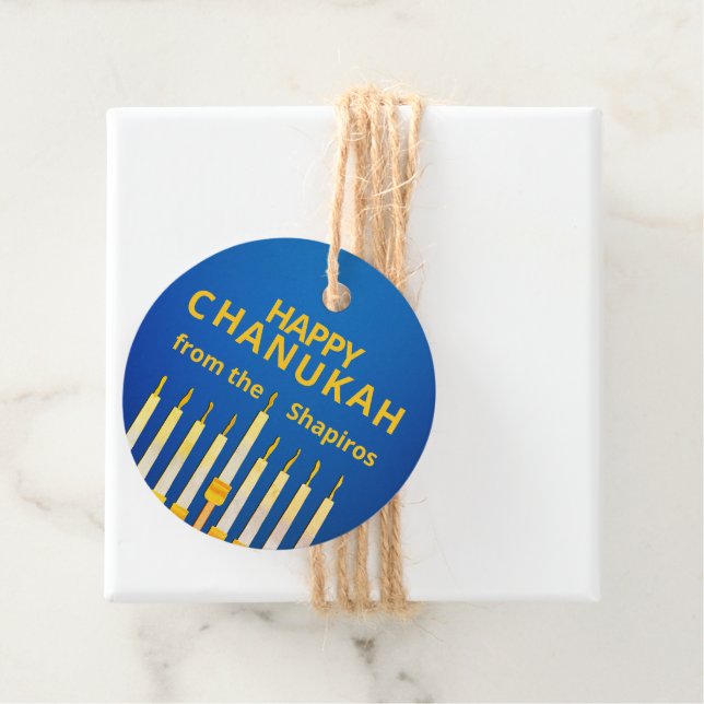 Personalised Happy Chanukah! Menorah Gift Tag (In Situ)