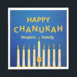 Personalised Happy Chanukah Menorah Napkin<br><div class="desc">Personalised Happy Chanukah Menorah Napkins.
Change Name before ordering.</div>