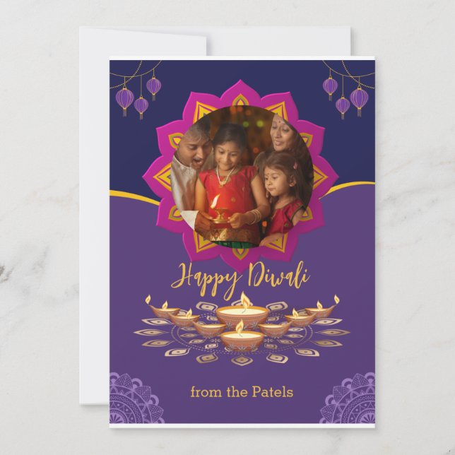 personalised happy Diwali Festival of Lights Holiday Card (Front)