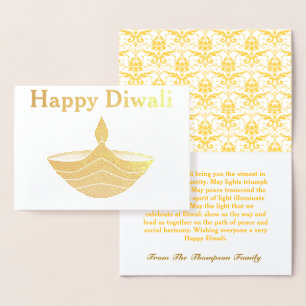 Personalised Happy Diwali Gold Foil Card