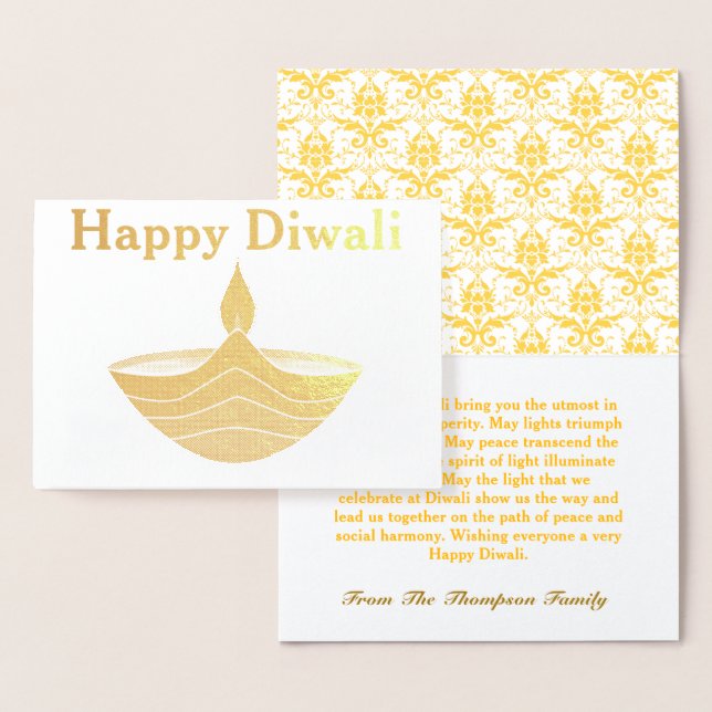 Personalised Happy Diwali Gold Foil Card (Display)