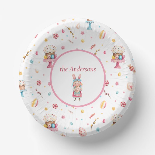 Personalised Happy Easter 7" Paper Bowls Paper Plate (Front)