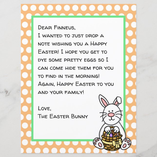 Personalised Happy Easter Bunny Letter   (Front)