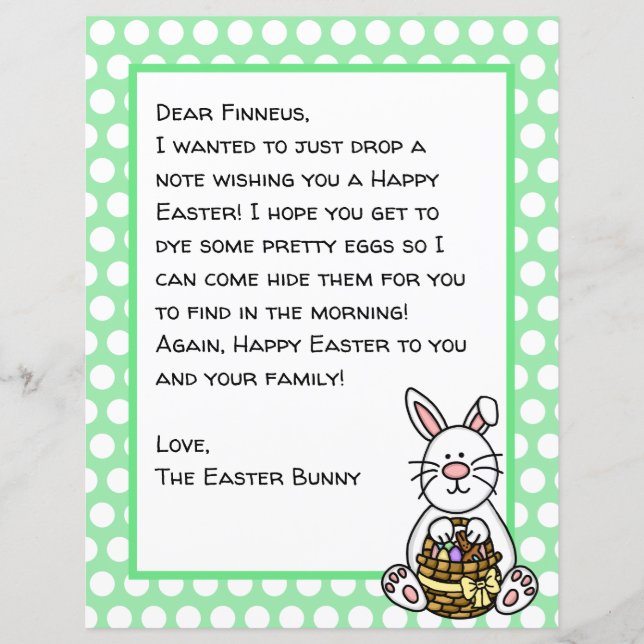 Personalised Happy Easter Bunny Letter   (Front)