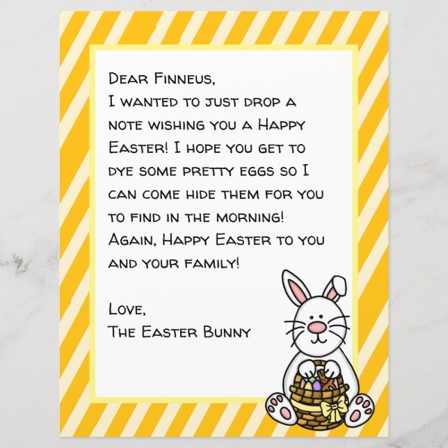 Personalised Happy Easter Bunny Letter (Front)