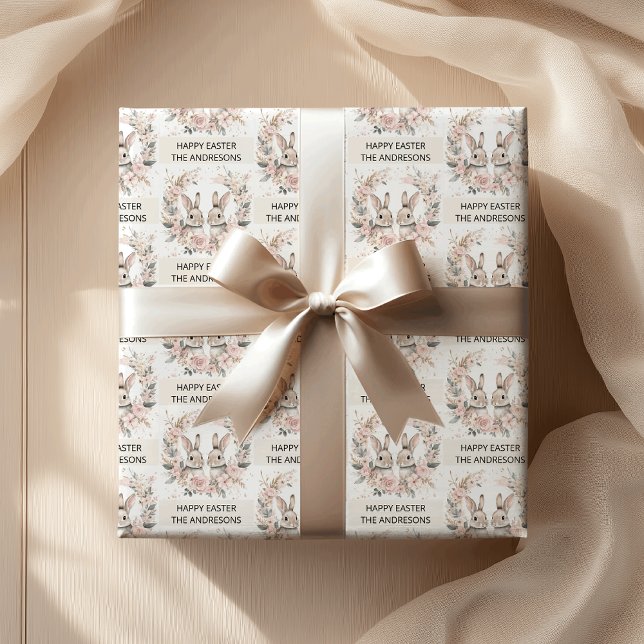 Personalised Happy Easter Bunny Pastel  Wrapping Paper (Creator Uploaded)