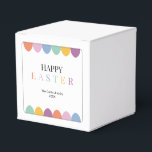 Personalised Happy Easter Colourful Simple Modern Favour Box<br><div class="desc">Personalised Happy Easter Colourful Simple Modern Favour Boxes features a white background with a playful and colourful design. The front showcases a modern "EASTER" text in elegant, vibrant colours, along with illustrated Easter eggs. A thin rounded corner line frames the design, adding a soft and stylish touch. Perfect for an...</div>