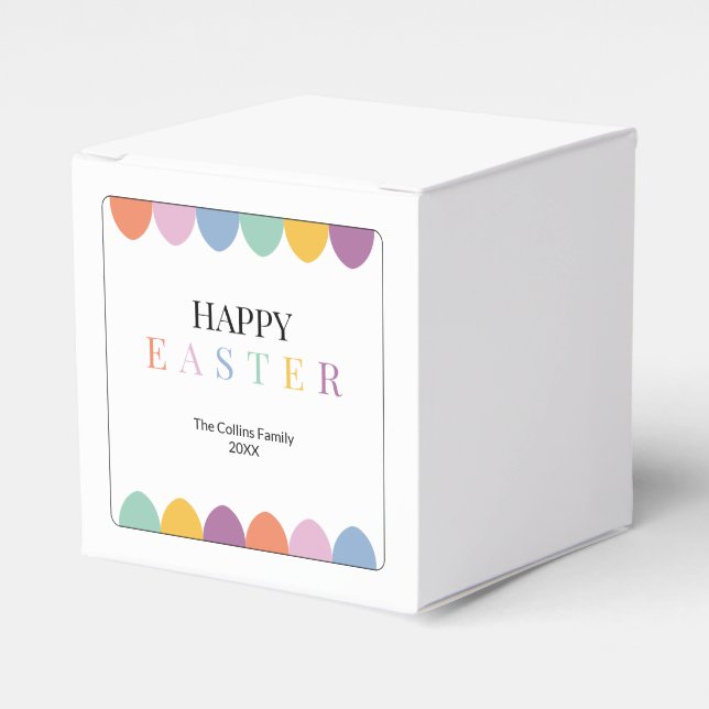 Personalised Happy Easter Colourful Simple Modern Favour Box (Front Side)